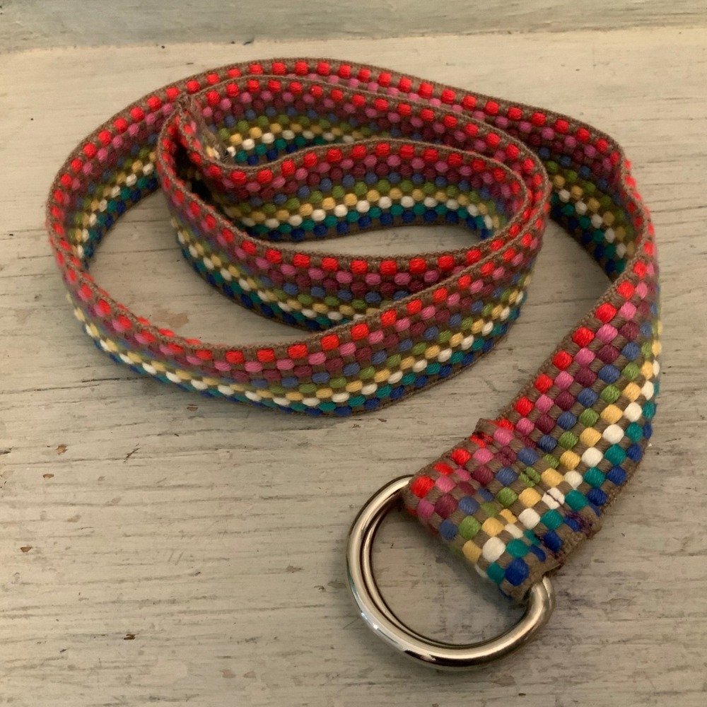 Colorful Basket Weave Pattern Double D Ring Buckle Fashion Belt 42" GC